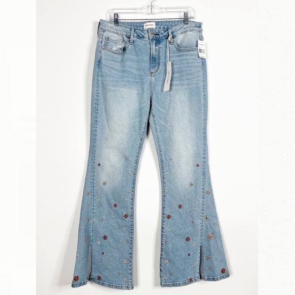 Free People Driftwood Farrah Flare Split Jeans - Tweedle Dum - Picture 4 of 7